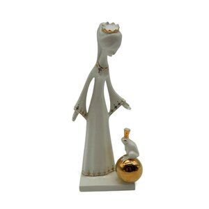 AQUINCUM Princess and Frog on Gold Ball Figurine Hungary Vintage 8" Tall